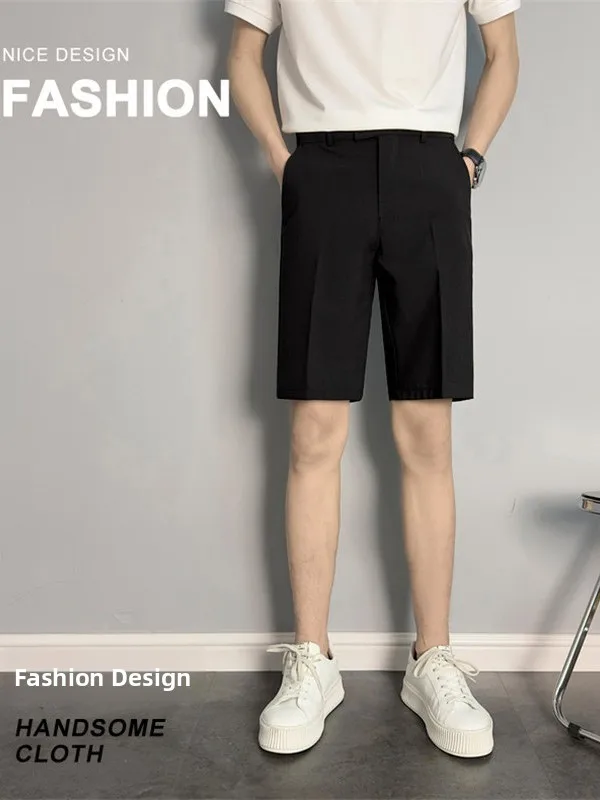 

Мужские шорты из ледяного шелка: свободные, повседневные, дышащие, летние, модные, больших размеров, в японском стиле, простые, легкие, пятикарманные.