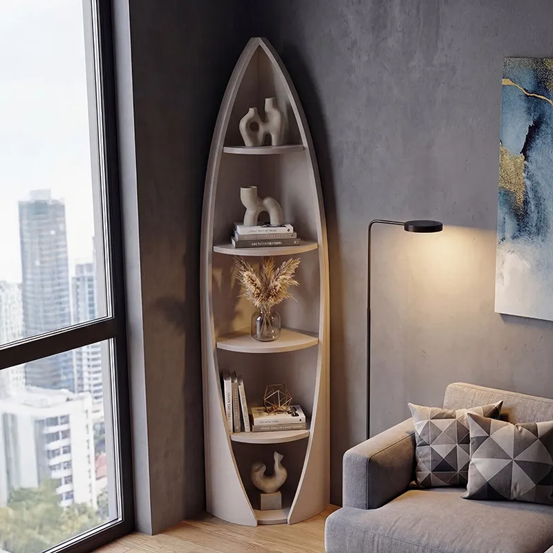 Italian light luxury corner cabinet minimalist corner rack modern simple corner cabinet living room floor cream triangle cabinet
