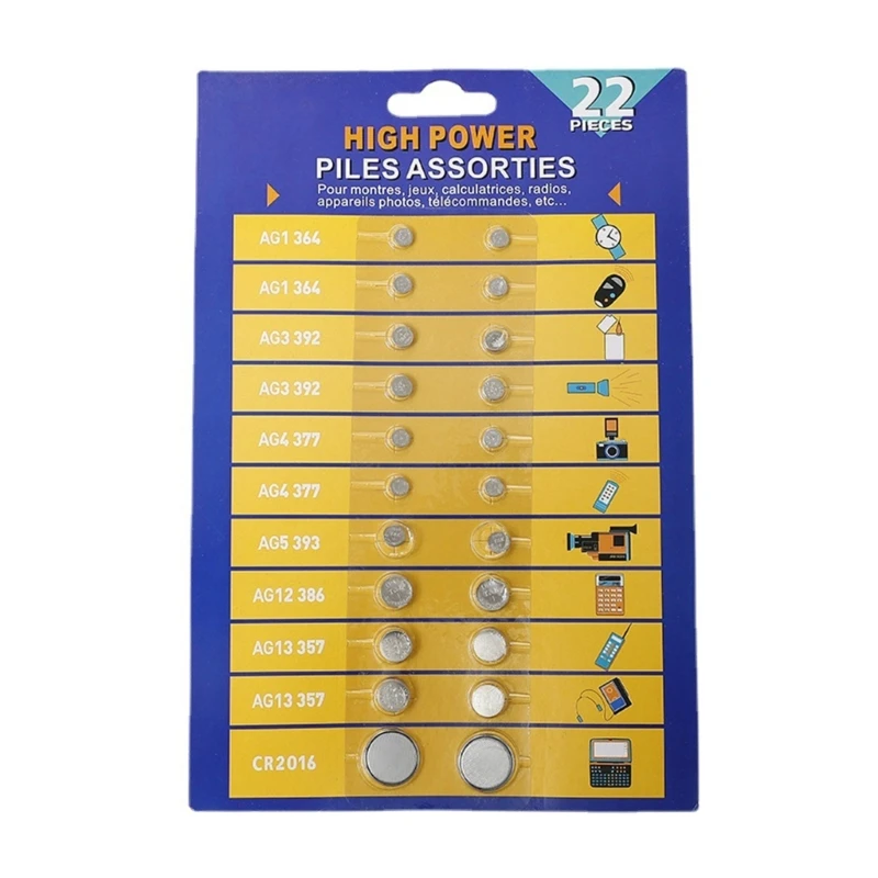 22PCS Button Cell Batteries Coin Cell Battery for Toy, Keys Watch Battery