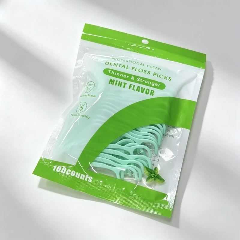 Sleek and Smooth 100pcs Mint Flavor Dental Floss Wear Resistant Sturdy Safe High-Grade Toothpick Stick Toughness Strong Cleaning