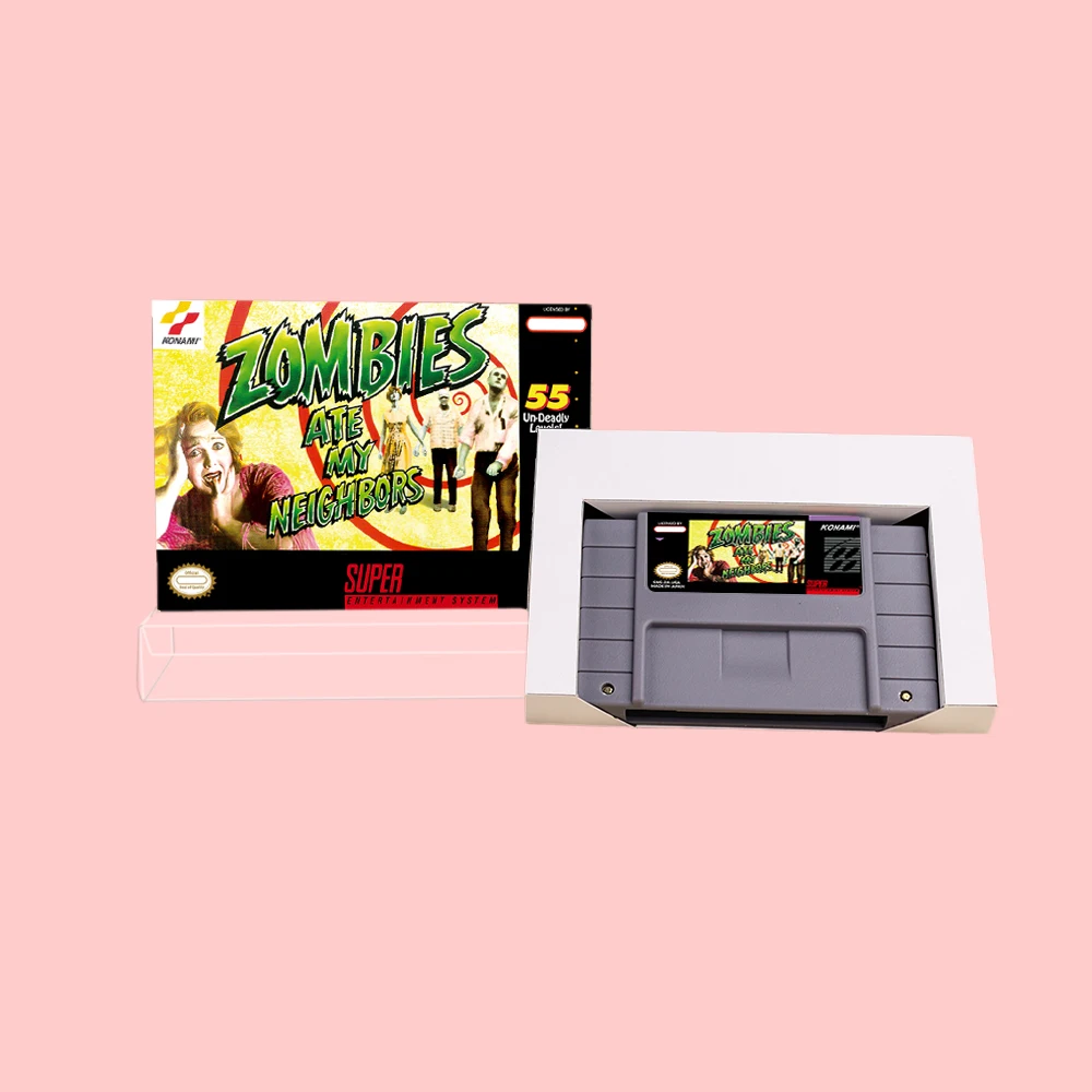 ل SNES SFC Zombies Ate My Neighbors Action Game Cartridge مع صندوق 16bit NTSC USA JAP PAL EUR وحدات تحكم ألعاب الفيديو #2