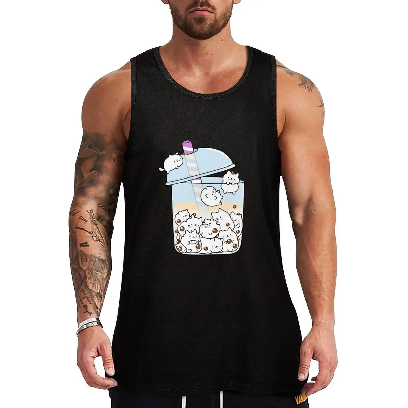 

Chubby Cats Love Boba! Tank Top T-shirt men Men's sleeveless man sexycostume