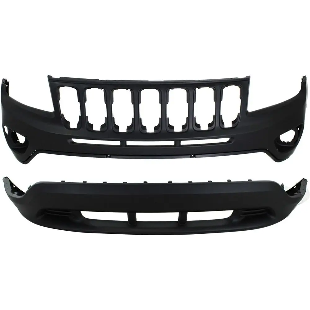 

Bumper Cover Set Compatible with Jeep Compass 2011-2017, Front, Upper and Lower, (Upper - Primed, Lower - Textured) - MK Platfor