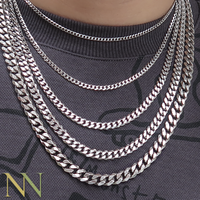 10 Pieces Stainless Steel Cuban Link Necklace for Men Women Tarnish Free Curb Chain Gold Color Tarnish Free Necklace