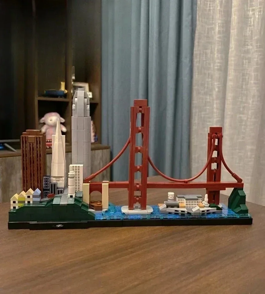 مكعبات بناء ثلاثية الأبعاد سان فرانسيسكو باريس لانمارك سيتي أفق 21043 21019 مجموعة إنشاء الطوب هدية للأطفال البالغين #3