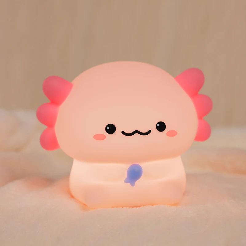 

Pink Axolotl LED Night Light,USB Rechargeable Touch Lamp,3 Levels Brightness Timing Light,Cute Animal Bedside Lamp,Gift for Kids