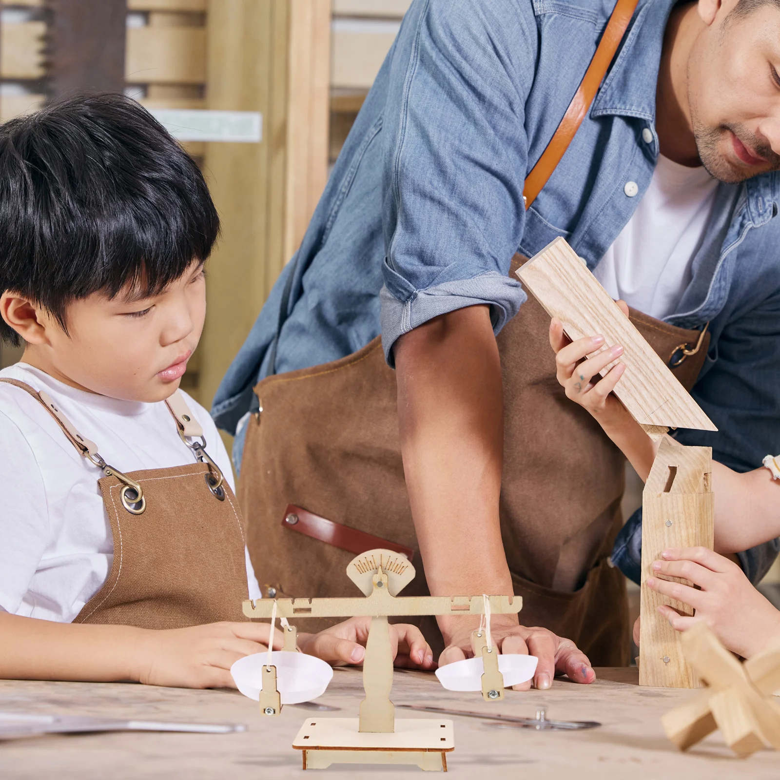 1Set Lade Balans Houten Weegschaal Kinderen Onderwijskunde DIY Assemblage Leren Kit Kinderen Monteren Speelgoed Kinderen DIY Craft