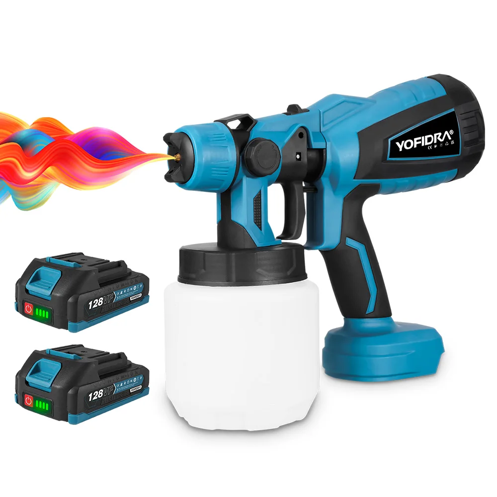 YOFIDRA 1000ML pistolet de pulvérisation électrique puissant pulvérisateur de peinture Portable sans fil revêtement de meubles aérographe pour Makita 18V batterie broche