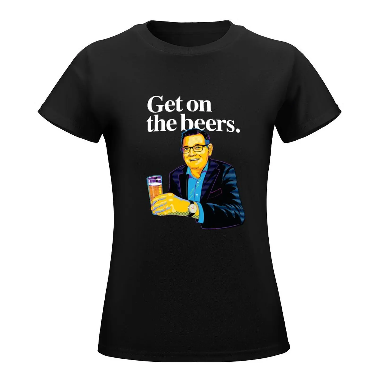 Get on the beers. Colour T-Shirt aesthetic clothes tops hippie clothes shirts graphic tees black t-shirts for Women