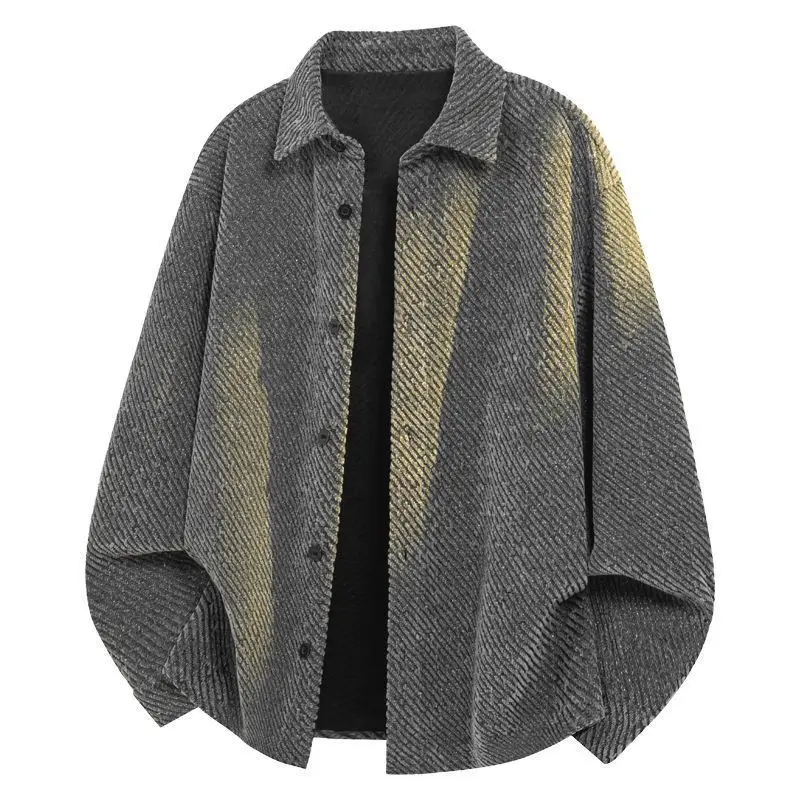 Long Sleeved Shirt Men's Autumn and Winter Lapel Knitted Casual Cardigan Jacket