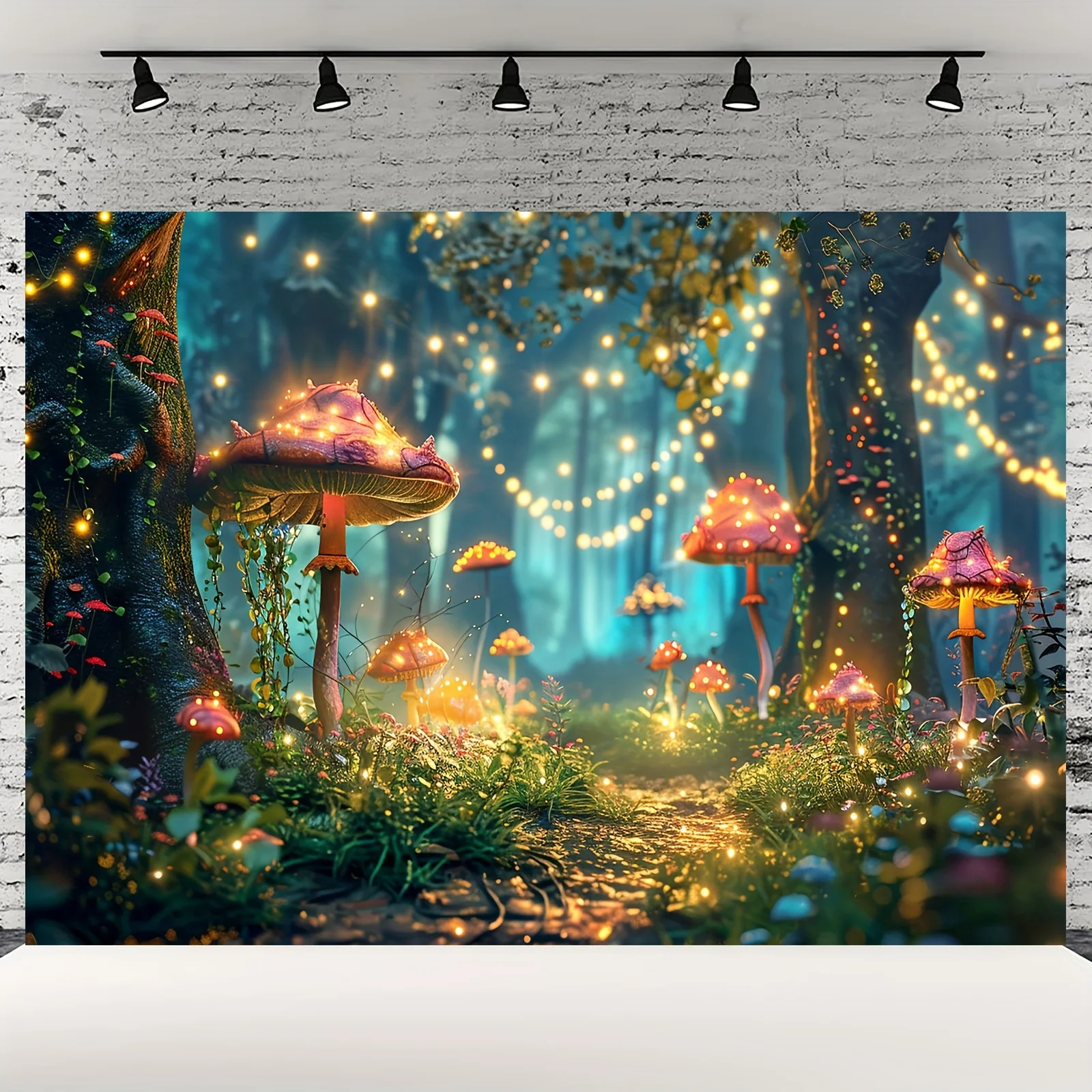 Fairy forest Glitter tree background, Magic Forest night photography birthday background, shower party photo shoot decoration