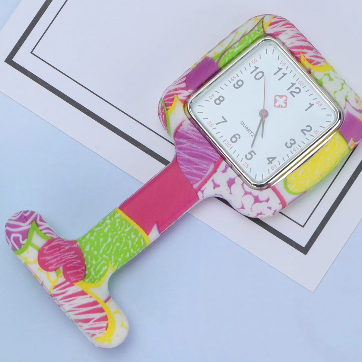 

Medical Silicone Nurse Watch Square Hanging Portable Pocket Watch Printed Design for Nurses Doctors Clear Timekeeping