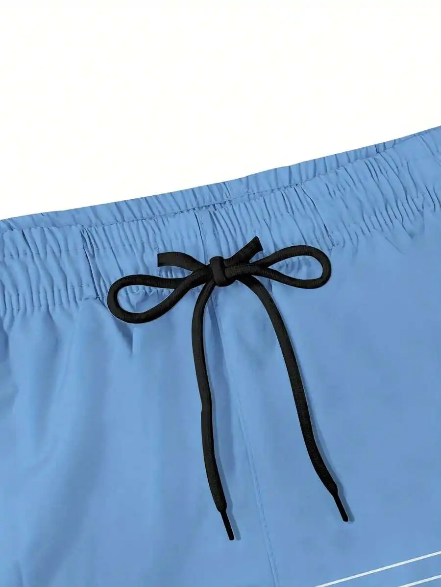 

Mens Blue Purple Gradient Palm Tree 2-In-1 Swim Trunks With Compression Liner Quick Dry