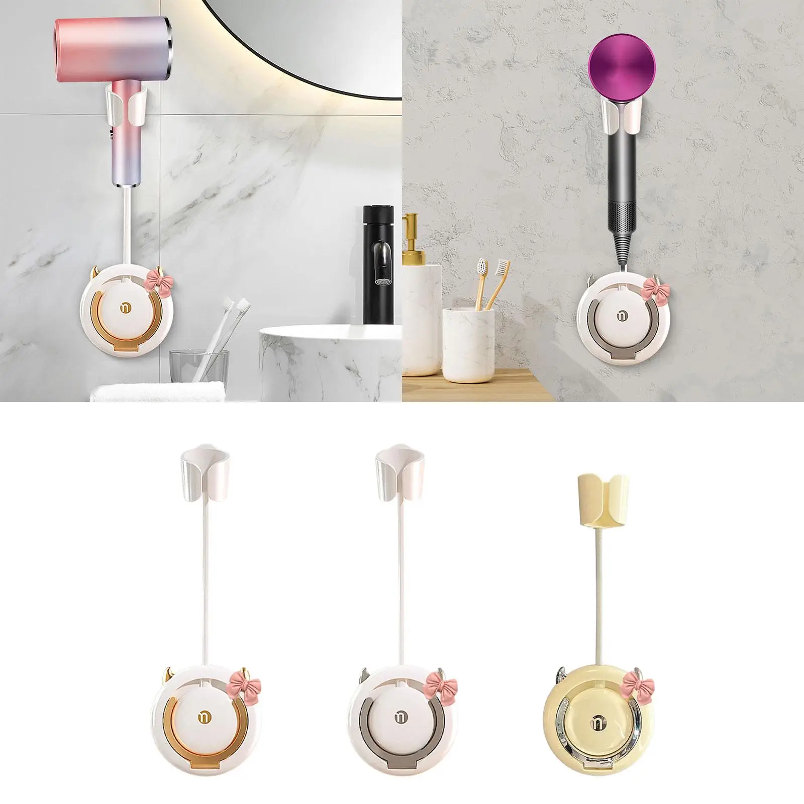 Hair Dryer Holder Flexible Blow Dryer Hanger Multifunctional Easily Installation Practical Blow Dryer Stand Rack for Home Decor