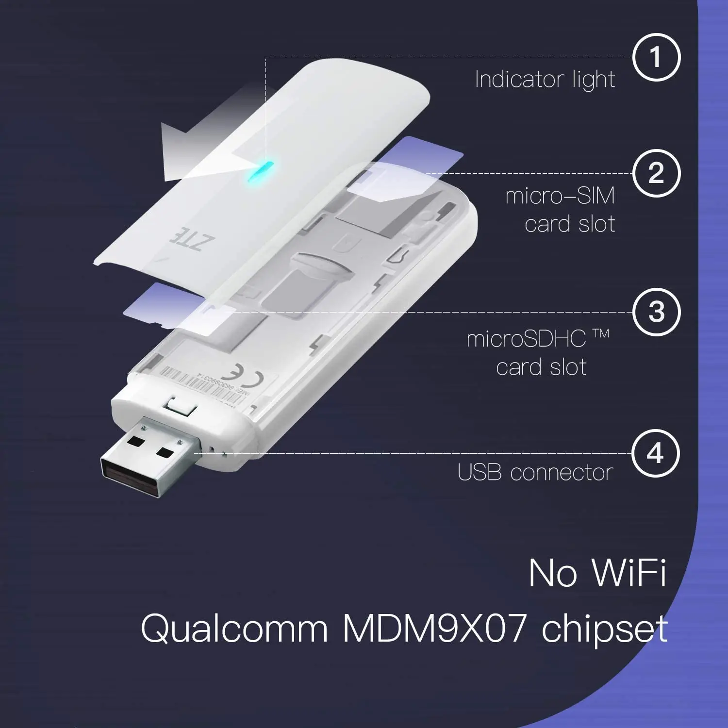 Imagem -06 - Modem de Zte Mf833v Lte Wcdma Gsm Borda Gprs Usb