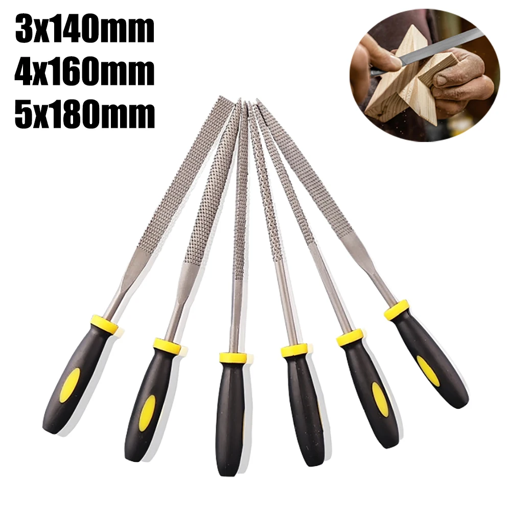 

6pcs Needle File Set - 3x140mm Carpentry Filing Tool with Non-Slip Ergonomic Handles for Precise Filing on Wood Plastic Model