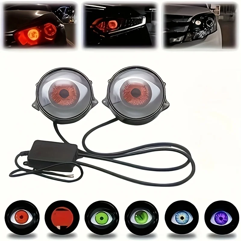 

Devil'S Eyes Light for Cars, 6/33 Modes LED Dynamic Devil Demo Eyes Lens Atmosphere Light 12V USB Devil Eye Lights Light Bulbs