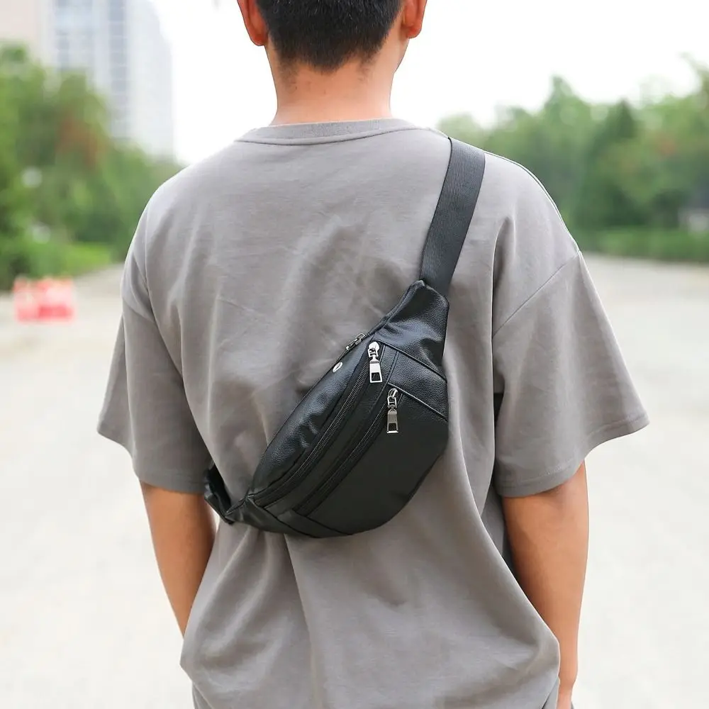 Men's Synthetic Leather Waist Packs Bag Multifunctional Cash Wallets Outdoor Business Crossbody Bag Waterproof Sporting Pack Bag image 2