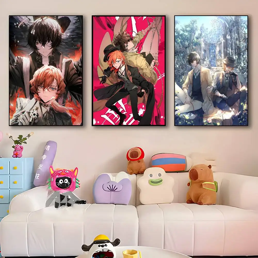 Cartoon Anime Cool B-Bungo Stray Dogs Dazai Chuuya Poster HD Print Vintage Wall Art Decor for Home Study Room
