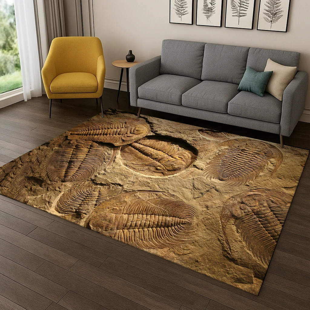 Dinosaur Fossil Cartoon Carpet Rug for Bedroom Living Room Sofa Doormat Kitchen Home Decor,Kid Game Area Rug Non-slip Floor Mat