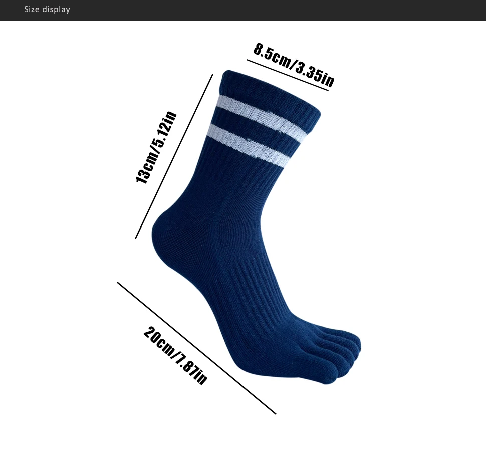 1/5 Paar Herren-Fünf-Finger-Socken aus Baumwolle, gestreift, solide, lässig, schweißabsorbierend, antibakteriell, warm, weich, elastisch, kurze Zehensocken – Detail 1