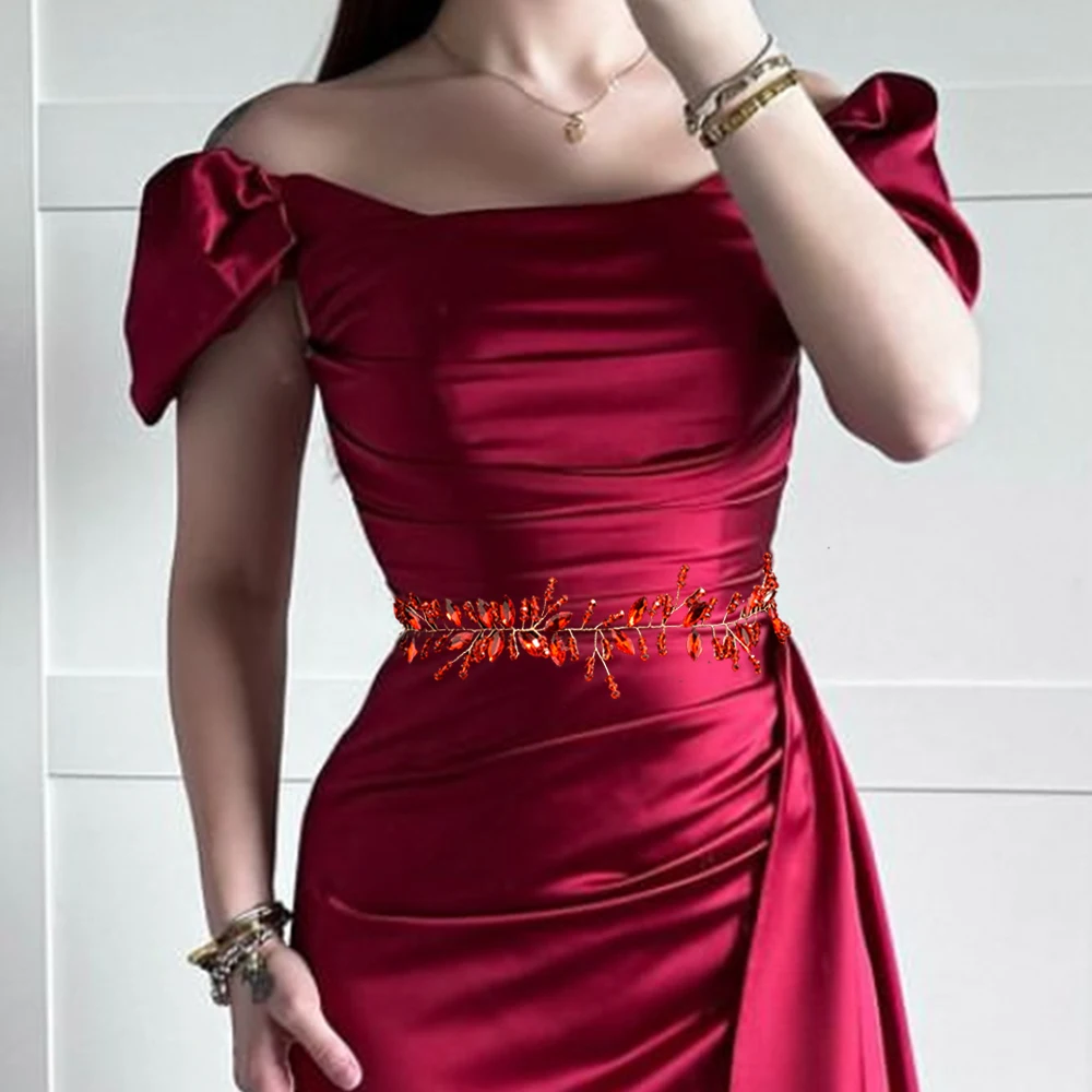 SDZ136 Red Rhinestone Wedding Belt Crystal Party Dress Belt Bride Waist Belt Green Bridesmaid Sasha Wedding Sash Accessories