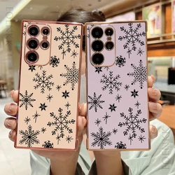 Winter Snowflake Design Phone Case For Samsung Galaxy S24 S23 22 21 20 Ultra Plus FE A35 53 54 A55 A71 A72 A73 5G Silicone Cover