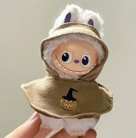 

Плащ на Хэллоуин, одежда для 10 см Labubu 4,0, милый костюм-пончо с тыквой для Mini Labubu 4,0, кукольный наряд, аксессуары для Ropa Labubu