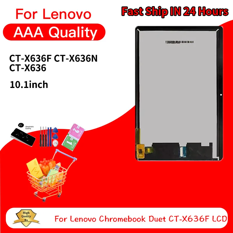 

10.1''New 100% Tested + tools For Lenovo Chromebook Duet CT-X636F x636 LCD Display Touch Screen Replacement