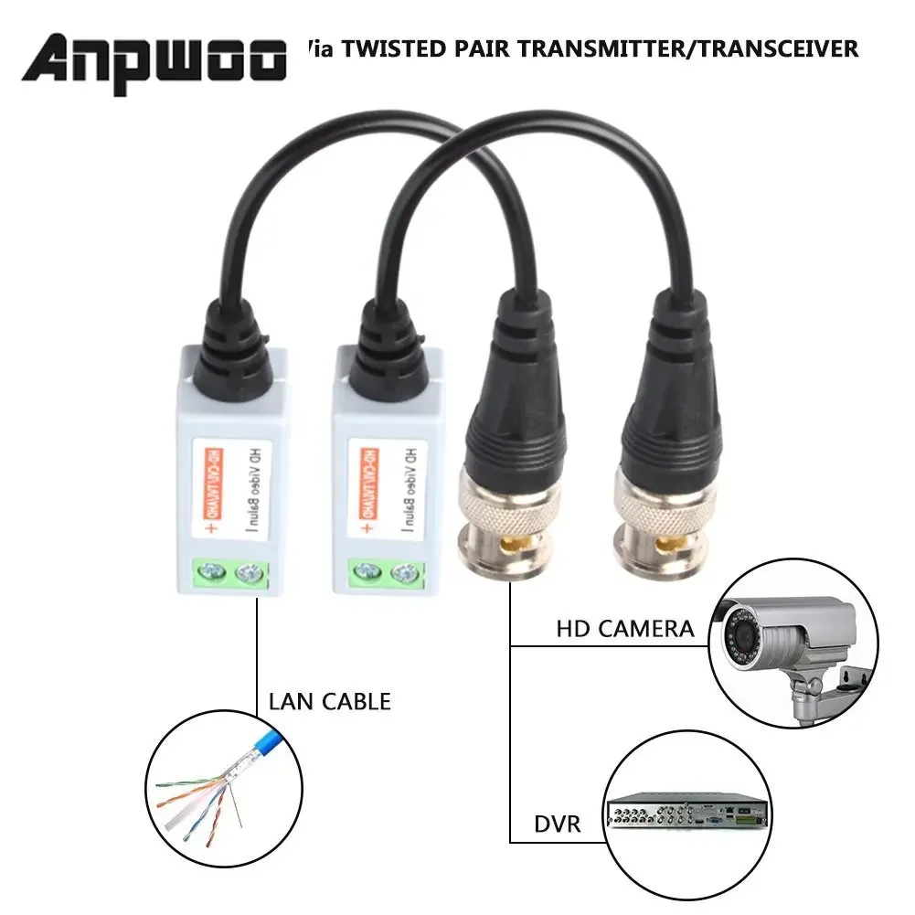 

ANPWOO пассивная камера видеонаблюдения Video Balun BNC коннектор коаксиальный кабель адаптер для систем видеонаблюдения аналоговых камер DVR