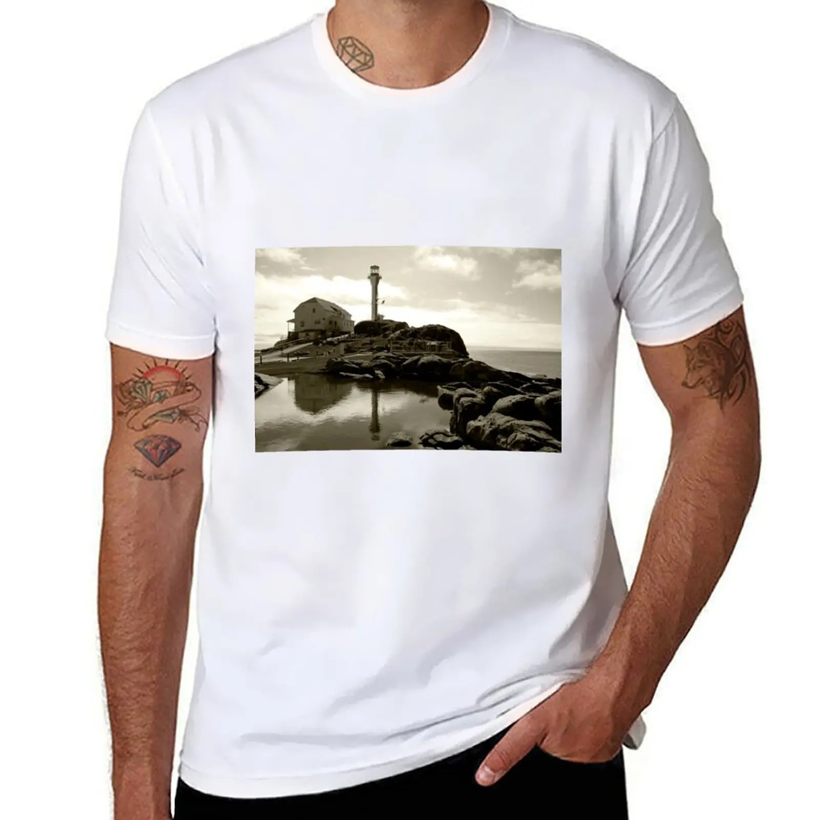 

Cape Forchu Lighthouse, Yarmouth, NS T-Shirt t shirt for man man t shirts high quality luxury brand T-Shirt
