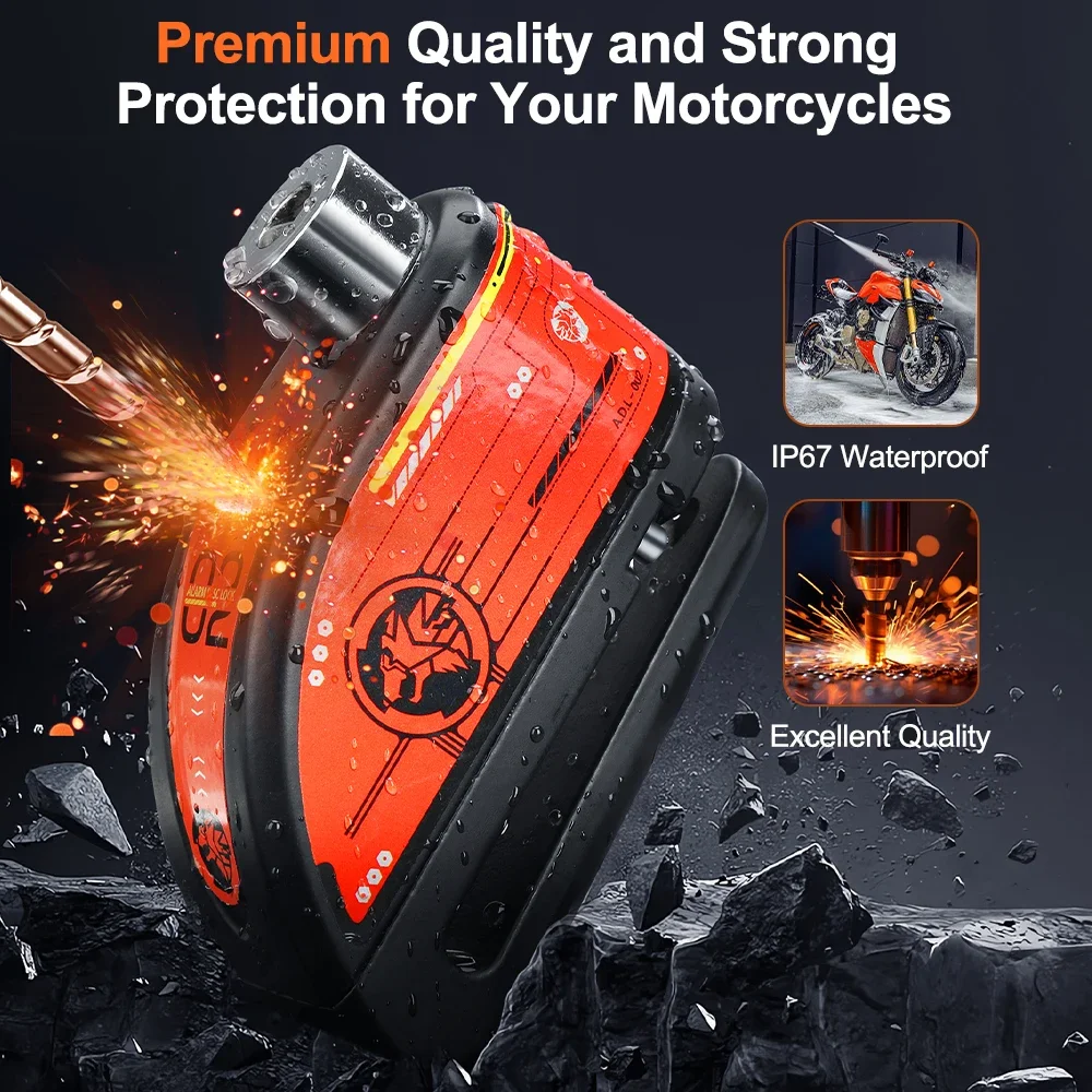 Motorcycle Alarm Disc Brake Lock Security Moto Wheel Disk Padlock Waterproof 120dB Loud Anti Theft Alarma Motorcycle Disc Lock