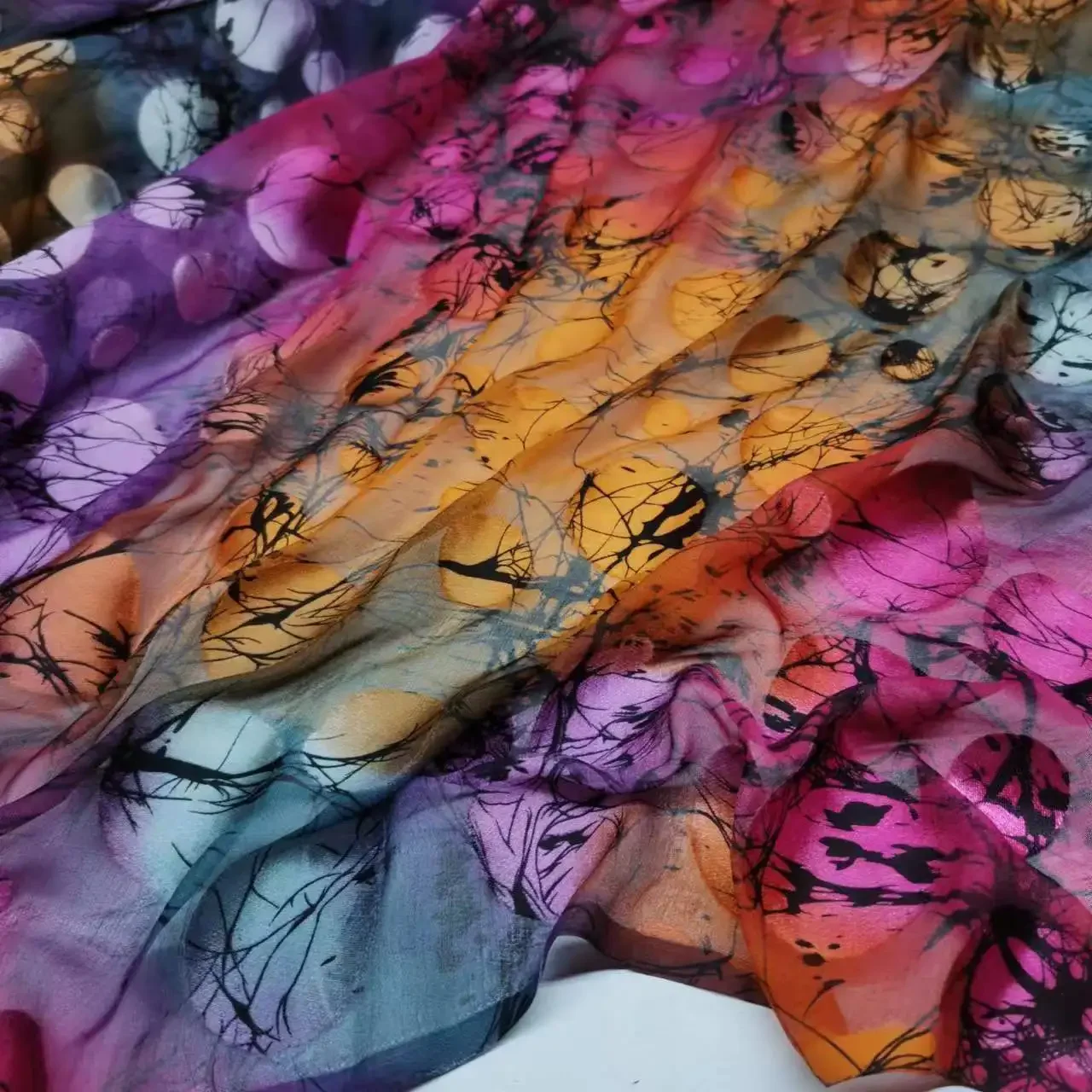 Colorful New Silk Viscose Blended Burn-Out Printing Swissdot Soft Hijab Saree Dress Tissue