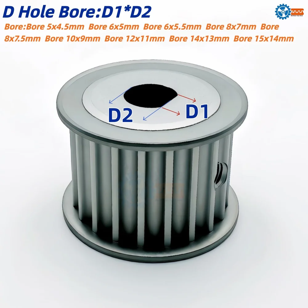 HTD 5M Timing Pulley D Hole 12T/14T/15T/16T/17T/18T/19Teeth 5M Synchronous Wheel Bore 5x4.5mm-15x14mm for Belt Width 10/15/20mm