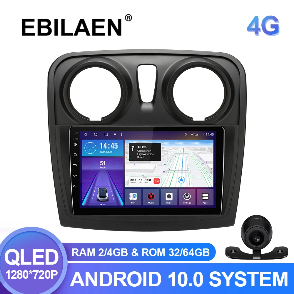 

EBILAEN Android 10.0 Car Radio Player For Renault Logan 2 2012 - 2019 Sandero 2 2014 - 2019 Multimedia GPS Navigation Headunit