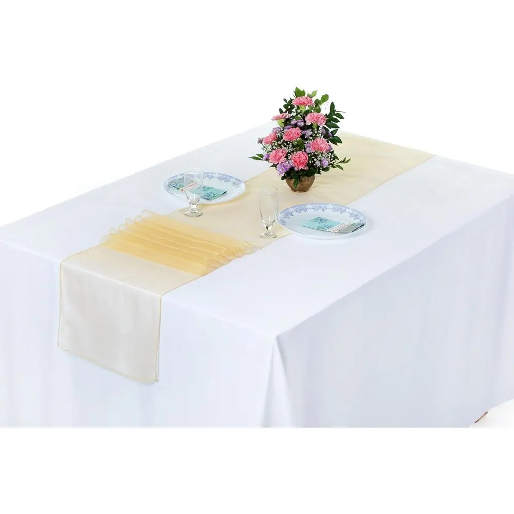 

12x108 Inch Cream Organza Table Runners - Premium Quality for Weddings, Parties, and Banquets