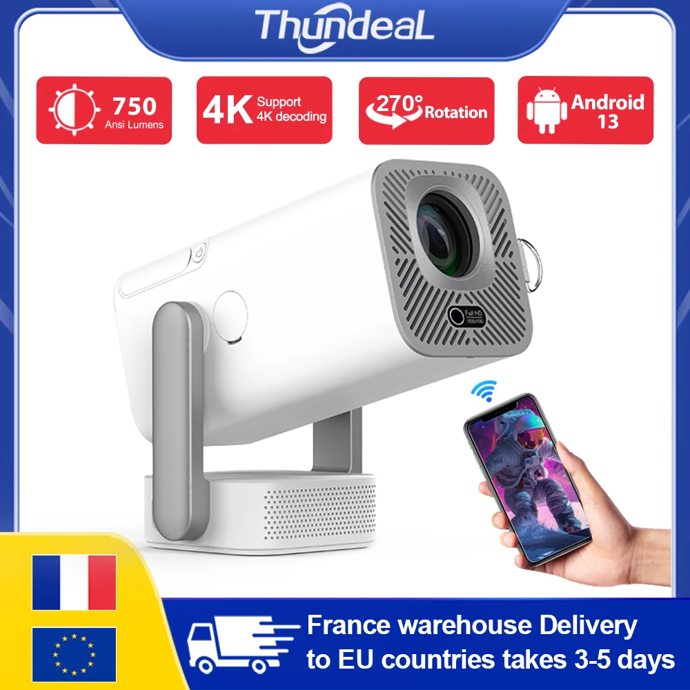 Nuevo Proyector Android 2K 4K ThundeaL TD80 Pro 750Ansi WiFi 3D Home Theater TD80Pro Video Beam Mini Proyector Portátil PK TD80W