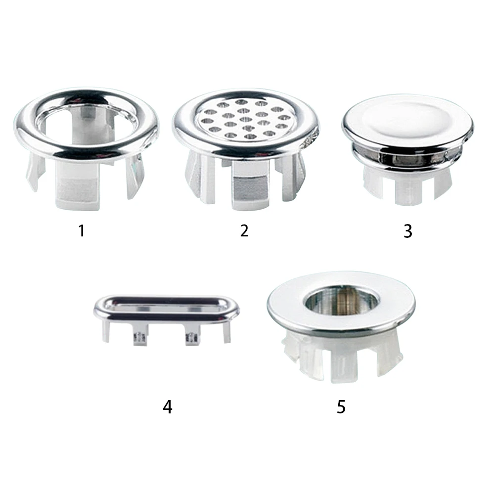 Sink Round Ring Overflow Spare Cover Tidy Chrome Trim Bathroom Ceramic Basin Overflow Decorative Cover Bathroom Accessories