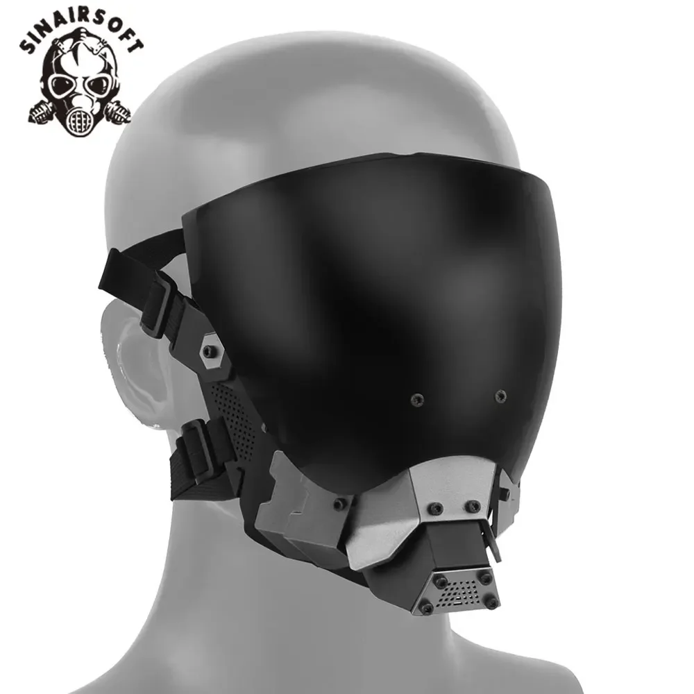 

Маска Cyberpunk Commander, полнолицевая защитная тактическая маска с противотуманными линзами, для пейнтбола, езды на мотоцикле, косплея, с подсветкой EL.