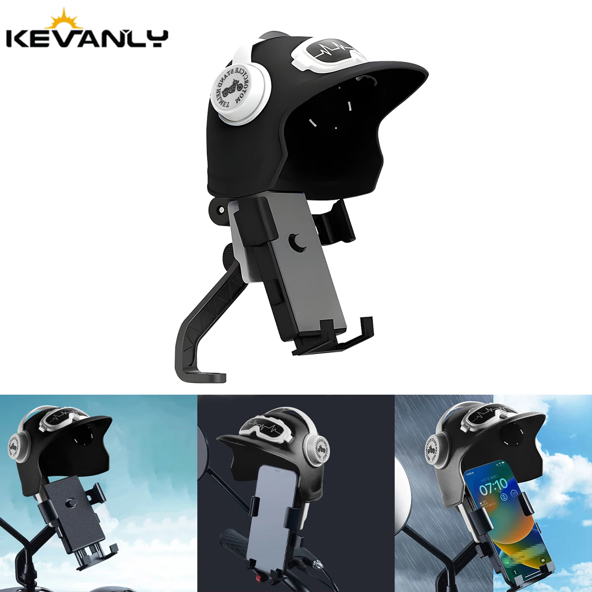 Motorcycle Phone Holder Sunshade Sun Visor Helmet Shaped Waterproof Mobile Phone Holder For Car Navigation Bike Scooter