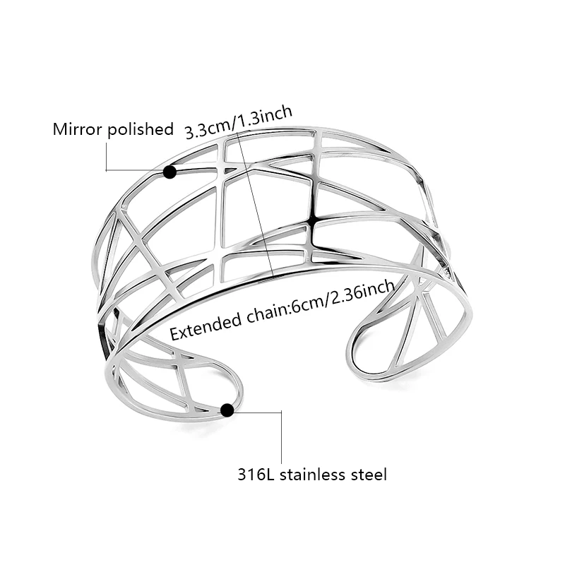 High Quality Multi-layer Hollowed Out Bracelets  Elliptical Open Bracelets Geometric Lines C-shaped Bracelets