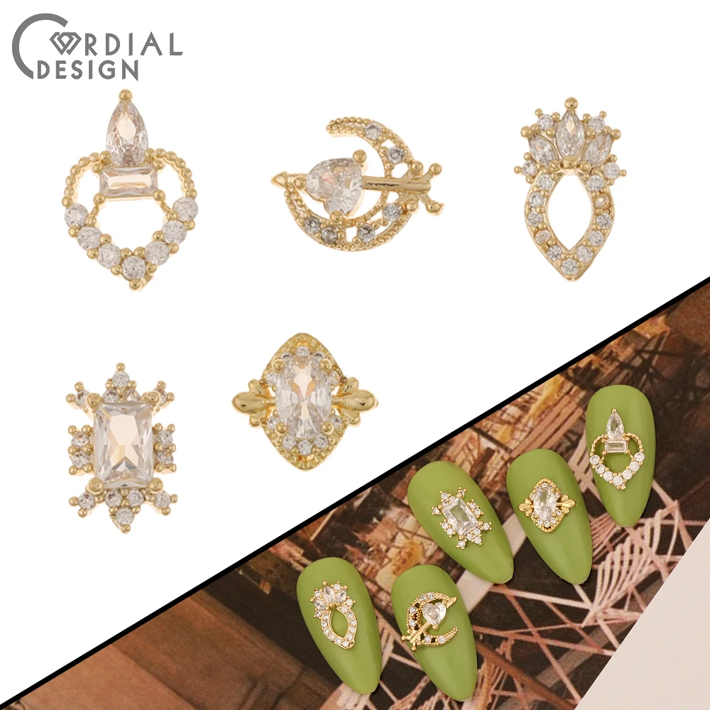 

Cordial Design 50Pcs Genuine Gold Plating/Jewelry Findings & Components/DIY Fingernail Accessories/Cubic Zircon/Geometry Shape
