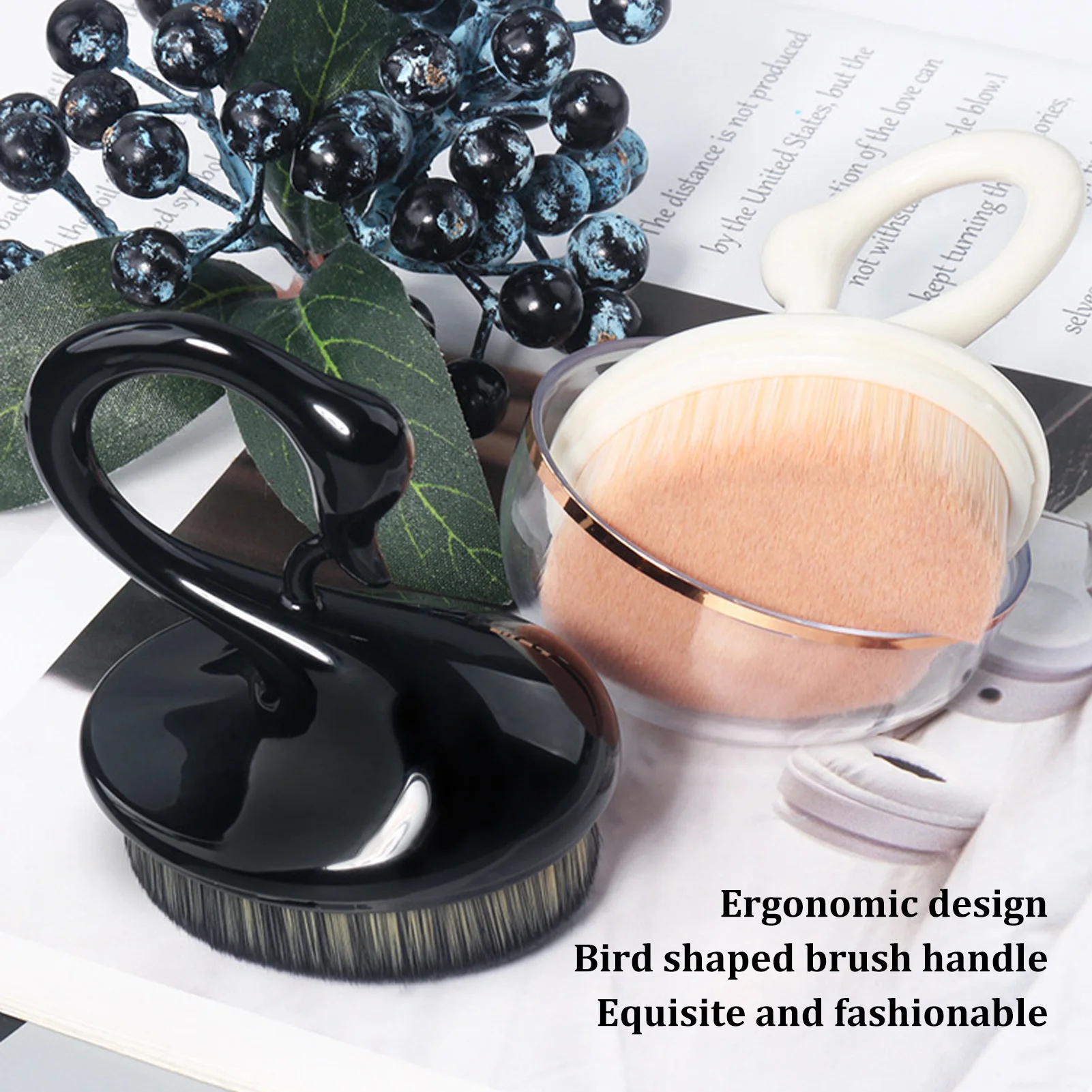 ZK40 2pcs Nail Dust Remover Brush Home Salon Portable Exquisite Fashionable Nail Powder Cleaner Brush Set