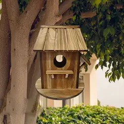 Casa colgante para pájaros de jardín – Nido de madera natural