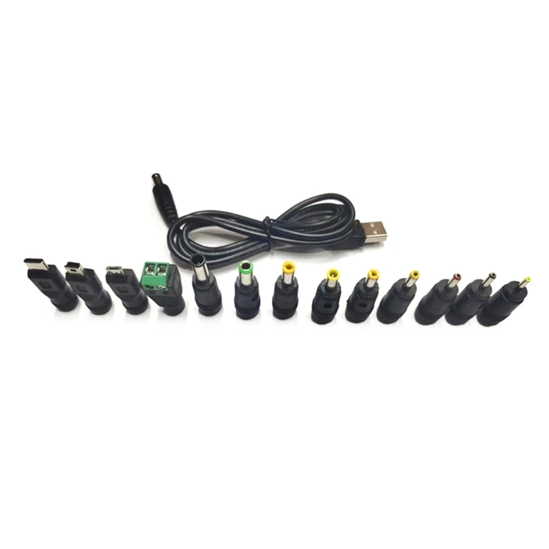 

USB DC5521 Power Supply Adapters 13PCS Connector Plugs Laptop Power Converters Set for Travel and Home/Office Use Dropship