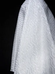 White wavy water pattern three-dimensional embossed texture gown autumn and winter jacket jacquard designer fabric
