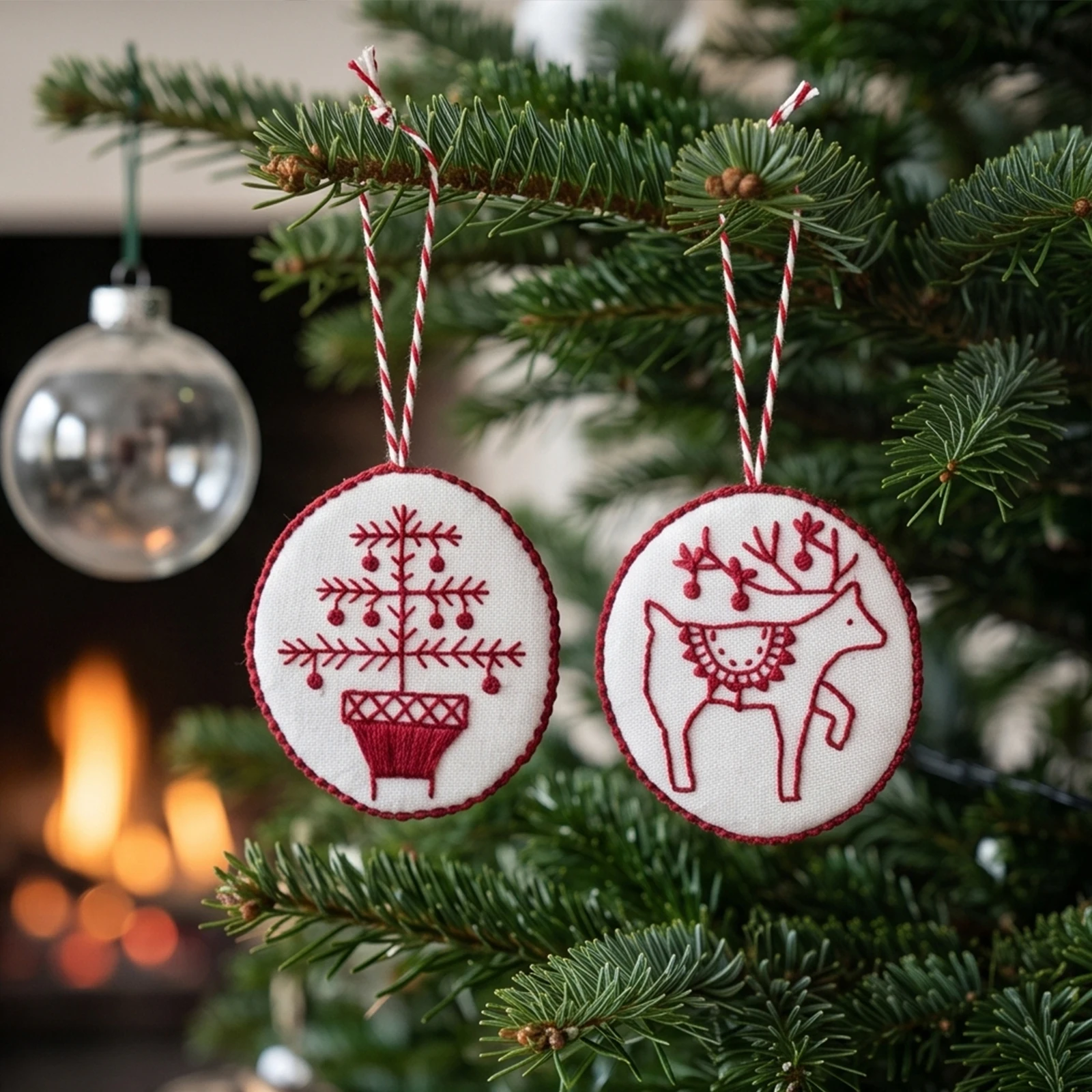 Embroidery Xmas Ornaments - Decorative Xmas Pendants with Toolkit Embroidered