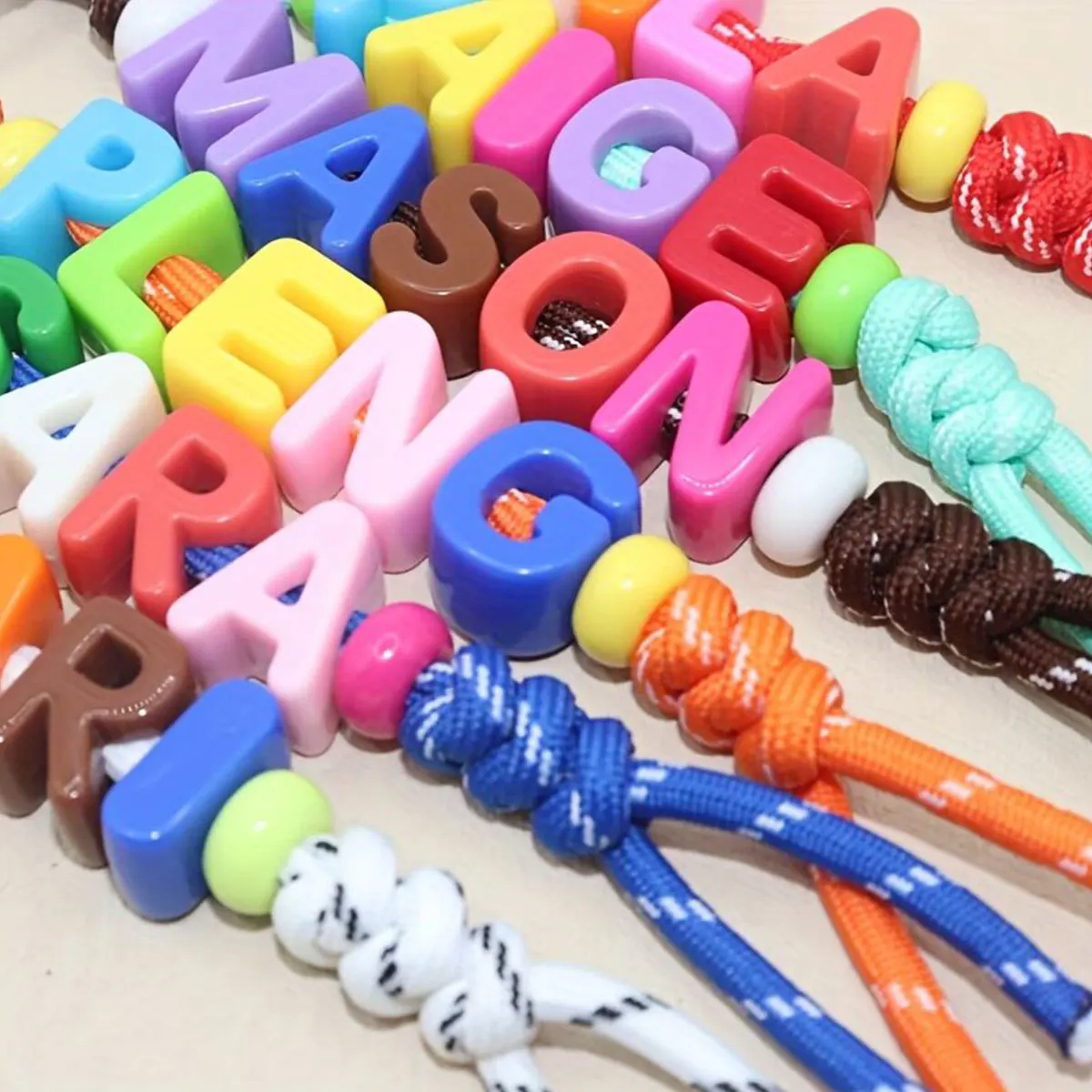 1 Personalized Handmade Woven Keychain – Colorful Acrylic Letter Beads & Woven Knot – Customizable Letter – Back-to-School Gift