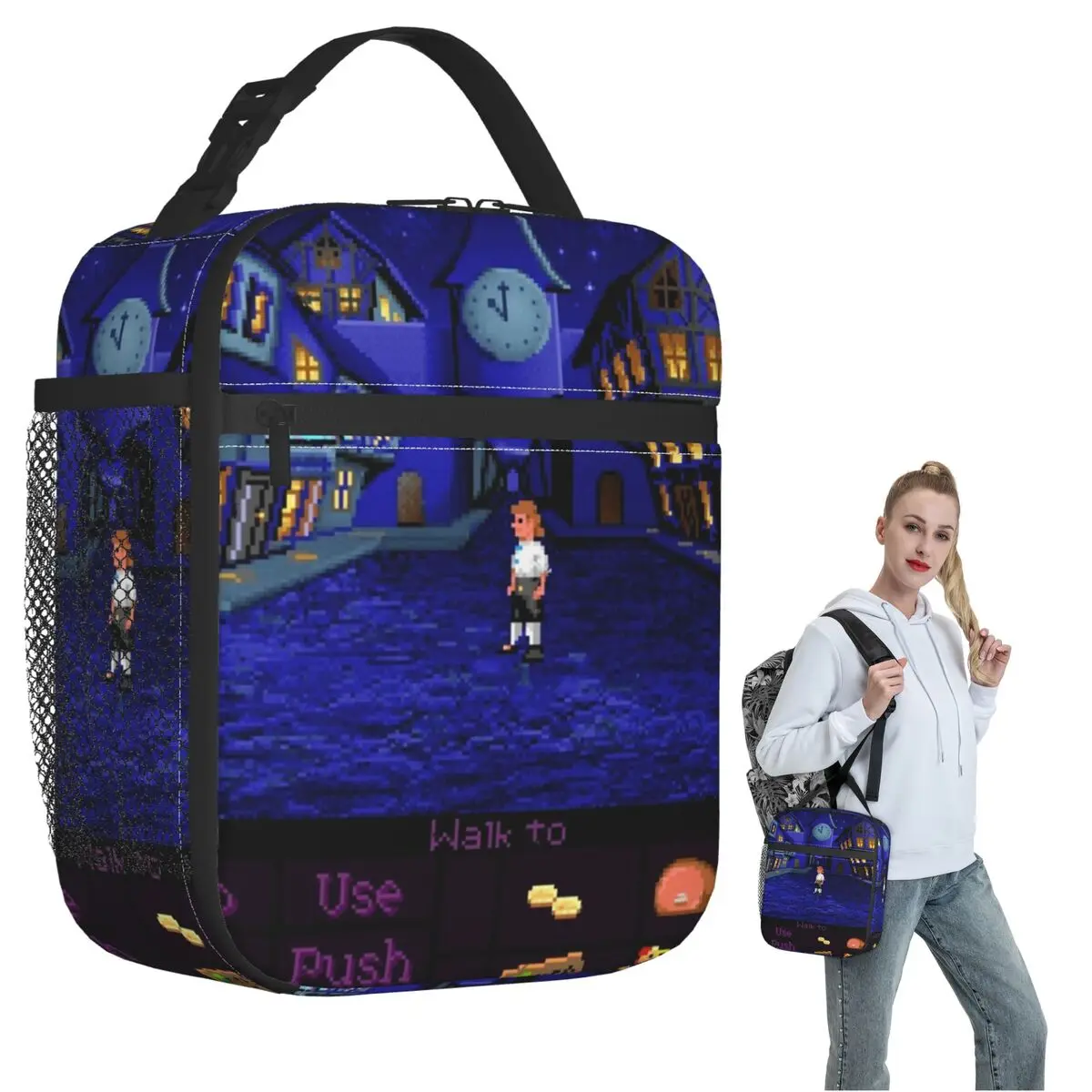 

Улицы острова Melee (Monkey Island 1) Изолированная сумка для обеда для женщин и детей Герметичные коробки для еды Термальный ланч-бокс Tote