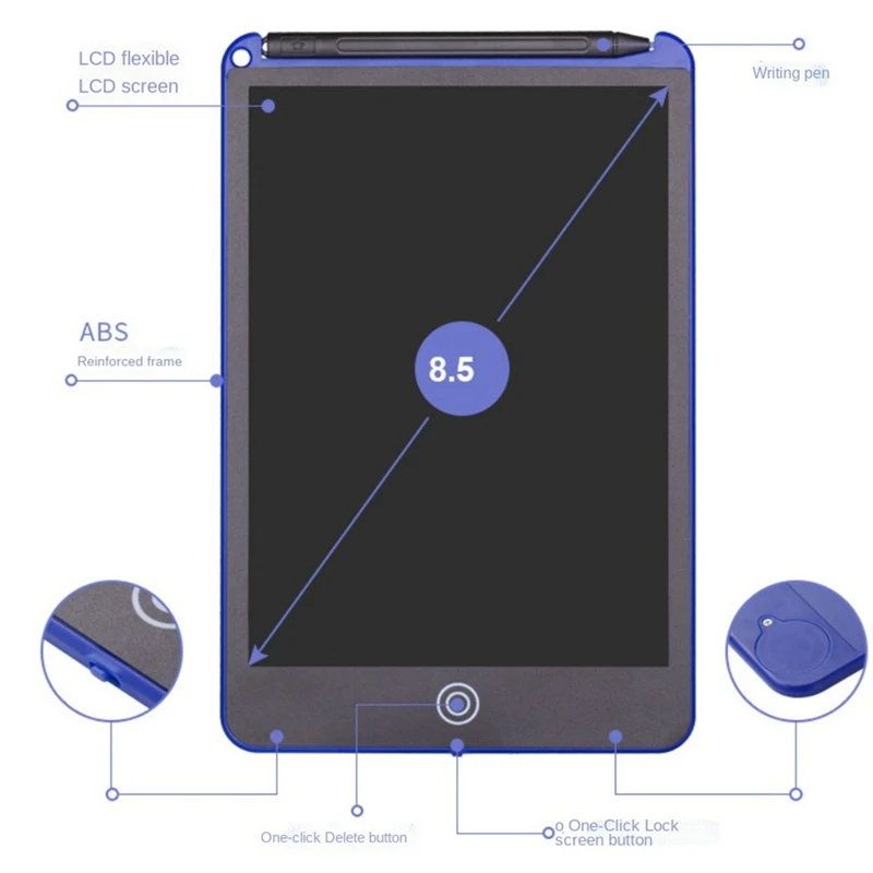 Almohadilla de escritura LCD de 8,5 pulgadas, gran regalo para niños y adultos, dibujo electrónico y escritura a mano, garabatos